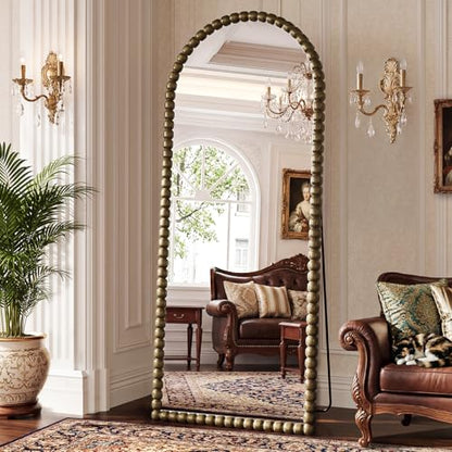 Antique Bronze Full Length Mirror 71x28 in, Beaded Standing Mirror - color: Antique Bronze