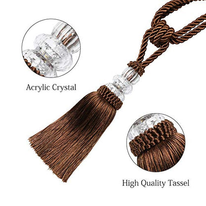 BEL AVENIR 4 Pack Curtain Tiebacks Hand-Woven Holdbacks Tassels Tiebacks - color: Coffee, size: 4 Pack