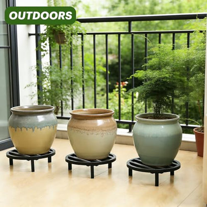 Large Plant Stand,3 Pack 12 Inch Metal Pot Risers,Black - color: 11.81"-Black
