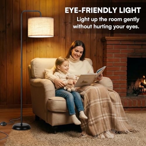 TJOY Floor Lamp, Black Standing Floor Lamp for Living Room with 3 CCT Bulb - color: Black