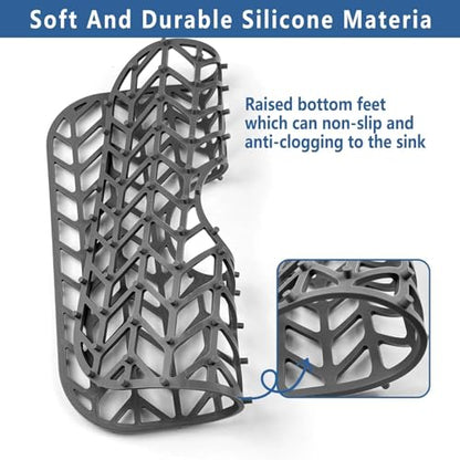 AWOKE Silicone Sink Protectors for Kitchen Sink, 12" x 11" Mat for bottom of sink, Center Drain Hole, Protect from Stains, Scratches, Dishwasher Safe Grid for Kitchen (2 Pack, Gray) - size: 12.25 x 11.5 2PCS Center Drain