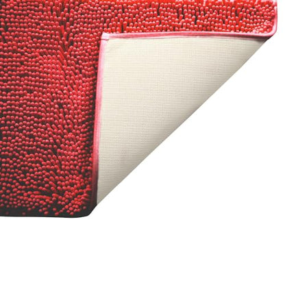 Non-Slip Bath Rug,Extra Soft Microfiber Bedroom Shag Carpet with Anti-Slip Backing,Water/Dust Absorbent Fast Dry Shower Mat,Sound Insulated Stairs Pad,Machine Washable (Red,15 x 23 Inches) - color: Red, size: 15"x23"