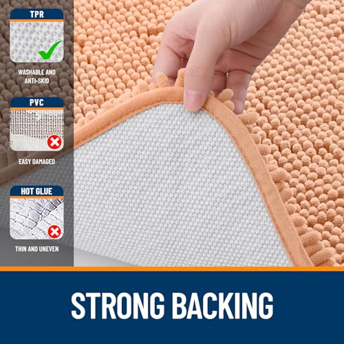 OLANLY Toilet Rugs U-Shaped 20x20, Soft Absorbent Chenille Contour Rugs - color: Peach, size: 20" X 20" Contour Rug