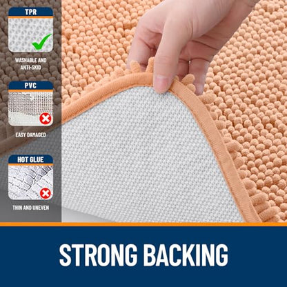 OLANLY Toilet Rugs U-Shaped 20x20, Soft Absorbent Chenille Contour Rugs - color: Peach, size: 20" X 20" Contour Rug