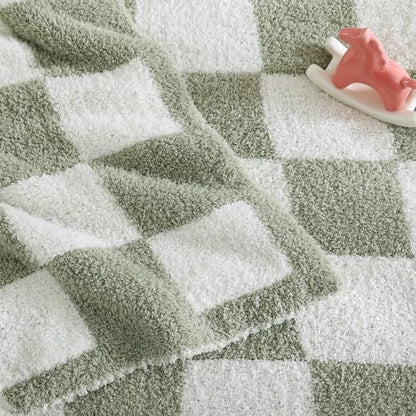 WRENSONGE Soft Checkered Throw Blanket for Couch-Cozy Warm Knitted Blankets - color: Aloe Sage, size: Small(30''x40'')