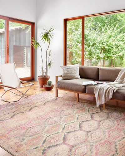 Loloi Layla Pink/Lagoon 2'-6" x 7'-6" Runner Rug - color: Pink / Lagoon, size: 2'6" x 7'6" (Rectangular)