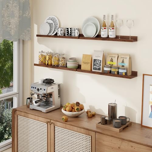 Axeman Picture Ledge Shelf, 24 Inch Walnut Floating Shelves Set of 4 - color: Walnut, size: 24 Inch