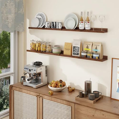 Axeman Picture Ledge Shelf, 24 Inch Walnut Floating Shelves Set of 4 - color: Walnut, size: 24 Inch