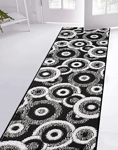 REMNAZ Custom Size Hallway Runner Rug, Geo Black, 31 in x 6 ft - color: Geo / Black, size: 31 inch Width X 6 Feet Length