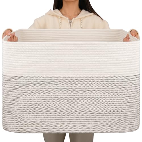 OIAHOMY 108L Extra Large Blanket Basket Dog Toy Basket Black/White - color: Black/White