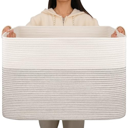 OIAHOMY 108L Extra Large Blanket Basket Dog Toy Basket Black/White - color: Black/White