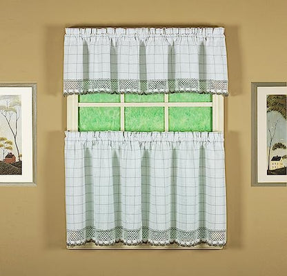 Today's Curtain Adirondack 2-Tone Crochet Tier 36", White/Gray, 60W x 36L - color: White/ Gray, size: 60"W x 36"L (Pack of 1)