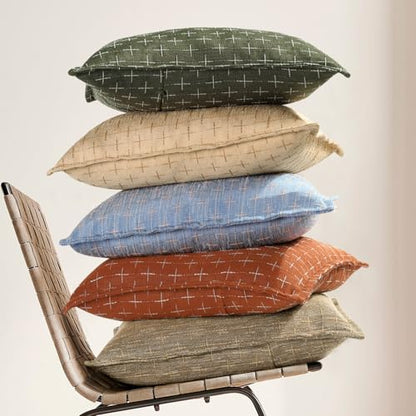 ZWJD Pillow Covers 20x20 Set of 2 Soft Polyester Textured Pillow Covers with Stylish Flange Edge Cozy Farmhouse Throw Pillows for Couch Bed Sofa Living Room - color: Blue, size: 20" x 20" (Pack of 2)