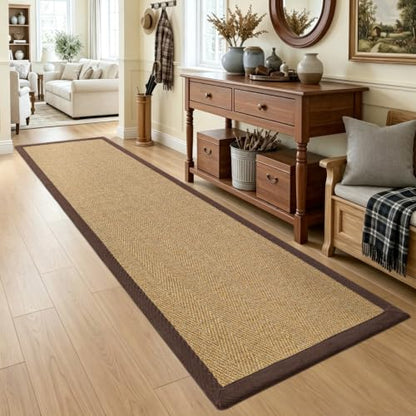 DEXI Jute Runner Rug 3x12, Rug Runners for Hallways, Natural/Brown - color: Natural/Brown, size: 3' x 12' (Runner)