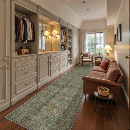 2x10 Runner Rug, Long Runners for Hallways Non Slip, Dark Green - color: Dark Green, size: 2' x 10' (Runner)