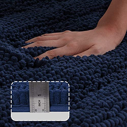 Turquoize Small Bathroom Rug 17x24, Soft Absorbent Chenille Bath Rug, Navy - color: Navy, size: 17" x 24"