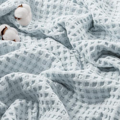 Exclusivo Mezcla 100% Cotton Throw Blanket for Couch, Ice Blue - color: Ice Blue, size: Throw (50" x 60")