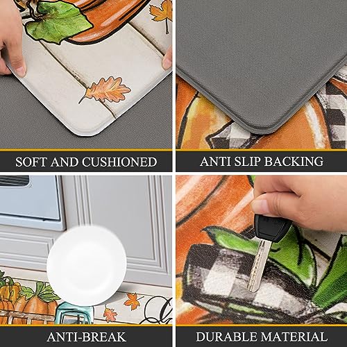 Pauwer Fall Kitchen Rugs Set of 2, Pumpkin Truck Anti Fatigue Kitchen Mat - color: Blue Truck
