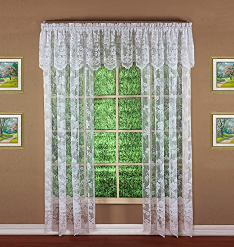 Today's Curtain Floral Vine Lace Panel 72", White, 60W x 72L - color: White, size: 60"W x 72"L (Pack of 1)