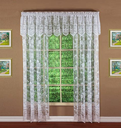 Today's Curtain Floral Vine Lace Panel 72", White, 60W x 72L - color: White, size: 60"W x 72"L (Pack of 1)