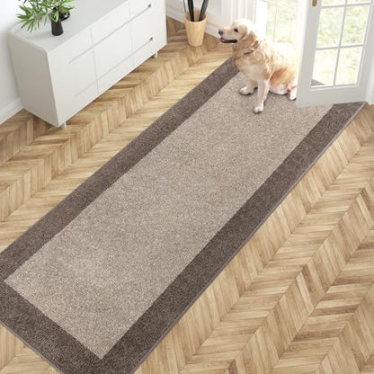 PURRUGS Hallway Runner Rug, 32" x 84", Beige & Grayish Brown - color: Beige & Grayish Brown, size: 32" X 84"