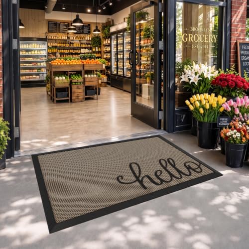 LUMI Outside Welcome Door Mat 36x59, Non-Slip Durable Rubber Easy Clean - color: Hello, size: 36"x59"