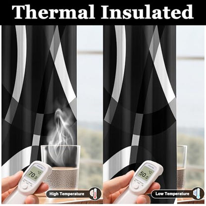 weesire Black and White Blackout Curtains, 52 x 84 Inch, Grommet, 2 Panels - color: P1-black, size: 52"W x 84"L (Pack of 2)