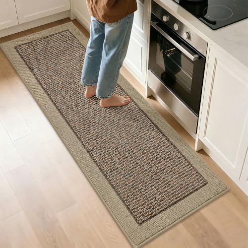 BEQHAUSE Kitchen Runner Rug 24"x72", Non Slip Kitchen Mat Washable, Taupe - color: Taupe, size: 24" X 72" (Rectangular)