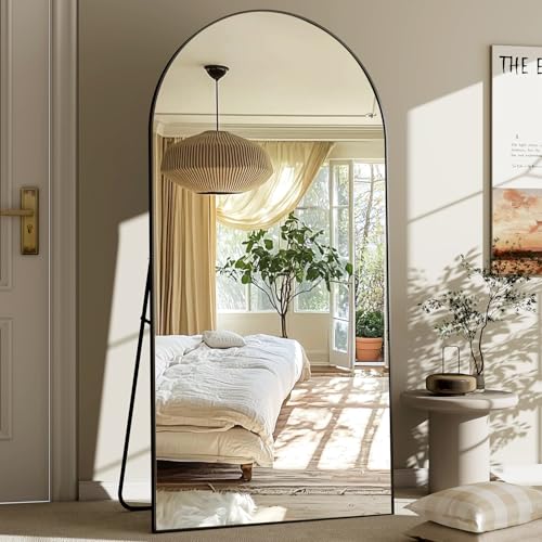GLSLAND 30x71 Arched Full Length Mirror, Large Full Body Floor Mirror Black - color: Black, size: 71"L x 30"W
