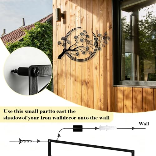 GrWisdAT Black Ginkgo Leaf Metal Wall Art Modern Ginkgo Tree Branch Sculptures with Screws Geometric Flower Wall Decoration for Living Rooms Dining Room Bedrooms Indoor Outdoor Apartments Offices