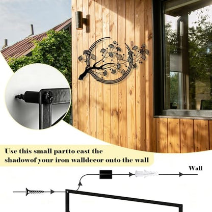 GrWisdAT Black Ginkgo Leaf Metal Wall Art Modern Ginkgo Tree Branch Sculptures with Screws Geometric Flower Wall Decoration for Living Rooms Dining Room Bedrooms Indoor Outdoor Apartments Offices