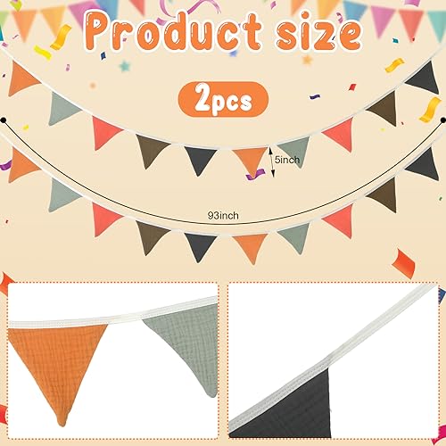 Oudain 2 Pcs Pennant Banner Flags Nursery Garland Triangle, Rustic Color - color: Rustic Color