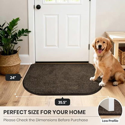 PURRUGS Dirt Trapping Door Mat, 24" x 35.5"(Half Round), Heathered Brown - color: Heathered Brown, size: 24" X 35.5" (Half Round)