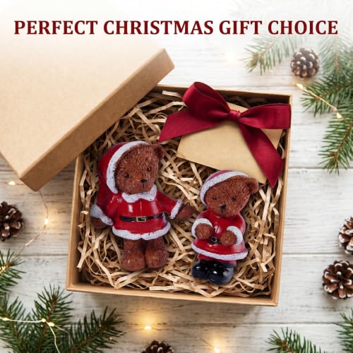 2-Piece Christmas Teddy Bear Figurines Christmas Decor Indoor