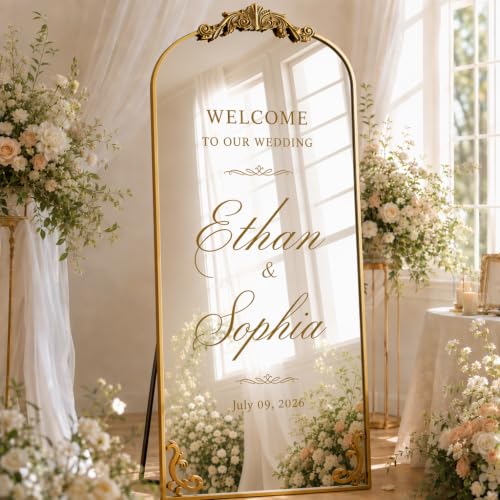 Easly 32"X71" Gold Full Length Mirror, Vintage Floor Mirror for Home Decor - color: Gold, size: 71"L x 32"W