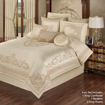 Touch of Class Versailles Luxury Comforter, Classic Pearl, King, 4 Pc Set - size: 4 Piece King Comforter Set