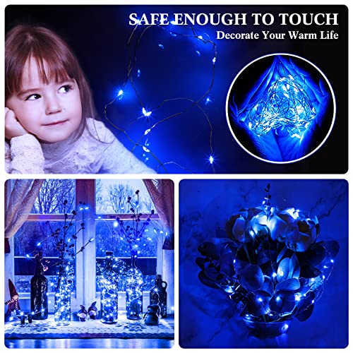 Hortsun 100 Pack Battery Operated Fairy Lights 7 ft 20 LED, Blue - color: Blue Light