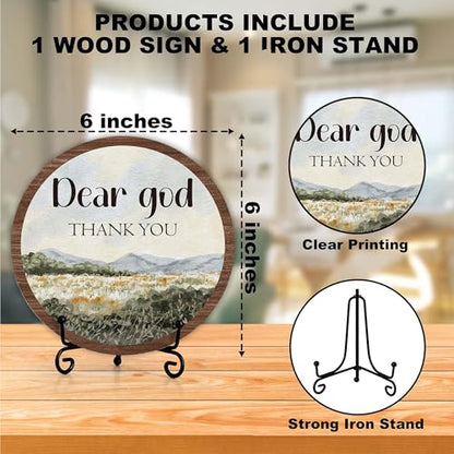 Christian Desk Decor, Dear God Thank You Wood Sign, Religious Gifts For Woman Man, Living Room Decor And Accessories, Bible Verse Home Office Decorations For Table Shelf -c08 - style: Dear God 3