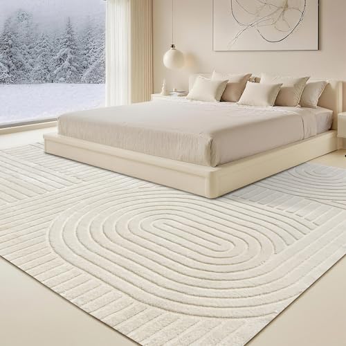 Beige Solid Area Rug 8x10, Washable Rugs for Living Room Bedroom - color: Light Beige, size: 8' x 10' (Rectangular)