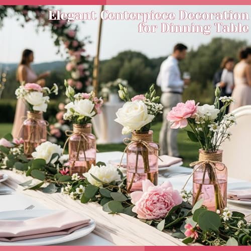Mason Jar Glass Vases 6 Pack, Pink Flower Vase for Centerpieces - color: Pink