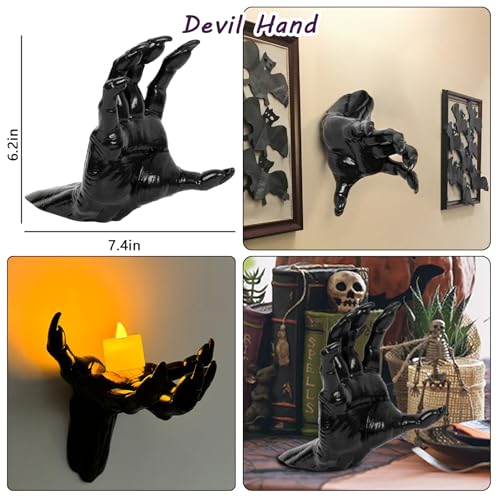DAZONGE Halloween Decor 3Set Creepy Hands with Candles Halloween Wall Decor - size: set 1