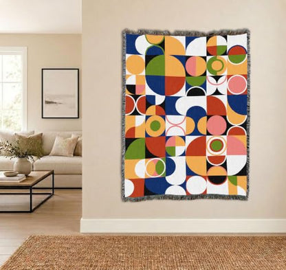 Pure Country Weavers Bauhaus Retro Blanket - Mid Century Modern - Gift Tapestry Throw Woven from Cotton - Made in The USA (72x54) - color: Bauhaus Retro, size: 72x54