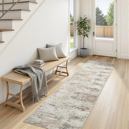 Lofus 2'6"x10' Area Rugs for Hallways, Abstract Washable Non-Slip Runner Rug, Gold - color: Grey/Gold, size: 2'6" x 10' (Rectangular)