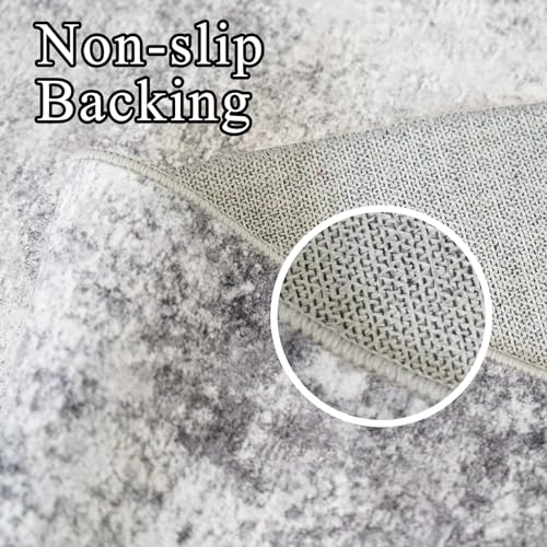 Washable Runner Rug 2x8: Non Slip Low Pile Abstract Rugs for Kitchen Grey - color: Grey, size: 2' x 8' (Runner)