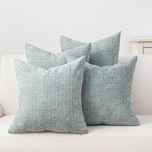 Pack of 4 Throw Pillow Covers 20x20” Boho Cushion Covers for Living Room - color: Aquamarine, size: 20" x 20" (Pack of 4)
