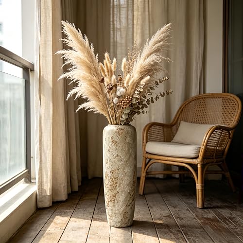 Rustic Ceramic Floor Vase, 24 Inch, Large Farmhouse Decor