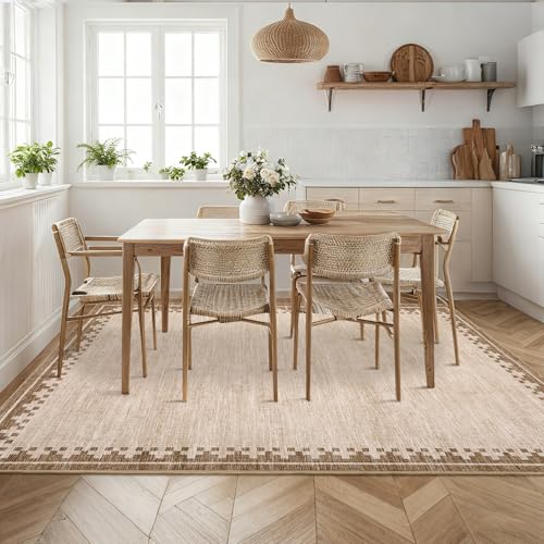 GarveeHome 8x10 Cross Bordered Living Room Rug Non Slip Neutral Carpet - color: Beige, size: 8' x 10' (Rectangular)