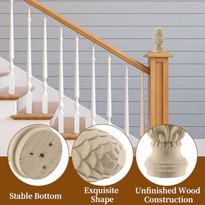 Unfinished Wood Finials, 5.9" Tall x 3.15" Wide, DIY Crafts - style: Type 6