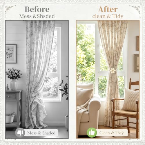 Sunflower Curtain Tiebacks 2 Pack, No-Drill Decorative Drape Holders
