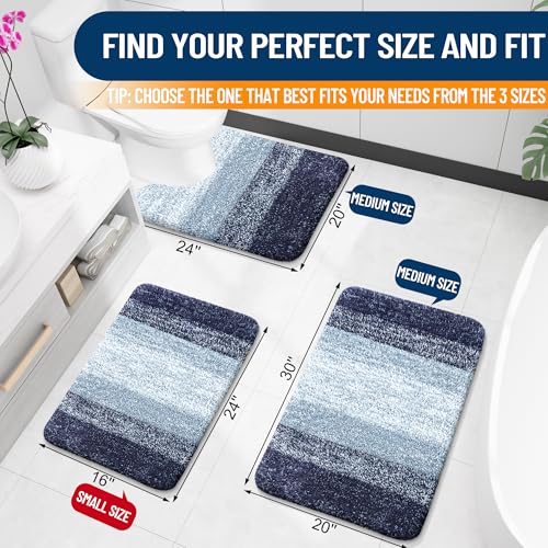 OLANLY Small Bathroom Rugs 24x16, Extra Soft Absorbent Microfiber Bath Rugs - color: Airy Blue, size: 24" X 16"